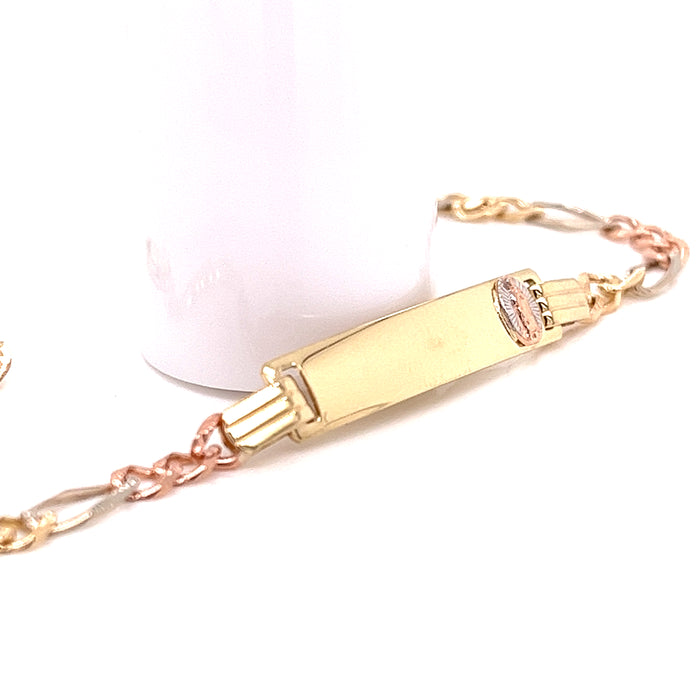 14k Kids ID Bracelet with Virgin Mary