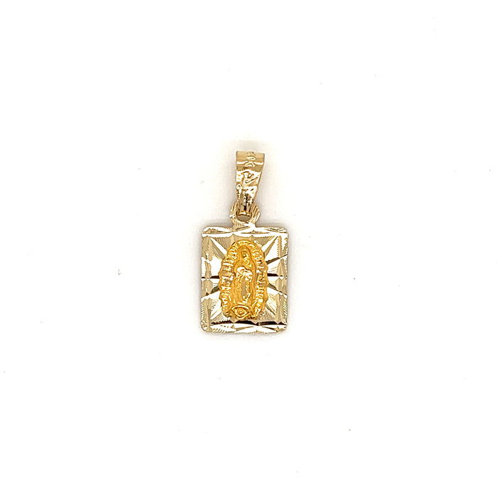 14k Virgin Mary Rectangle Pendant with Valentino Necklace