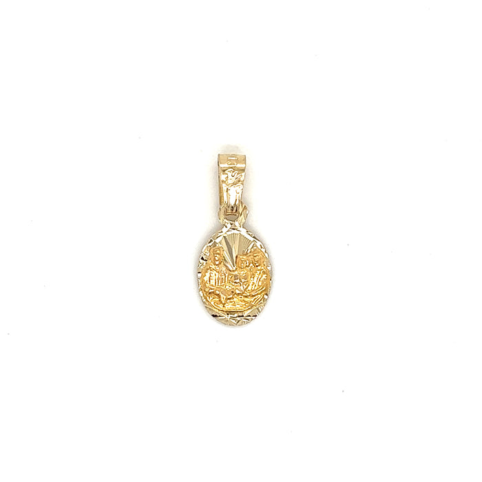 14k Oval Diamond Cut Baptism Charm with Valentino Necklace