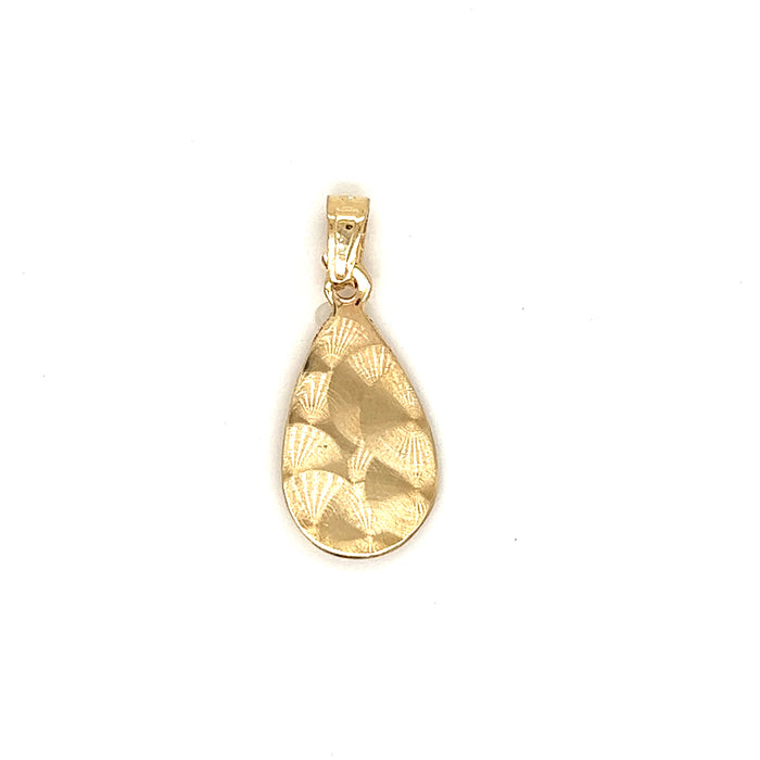 14k Teardrop Virgin Mary Gold Pendant with Figaro Necklace