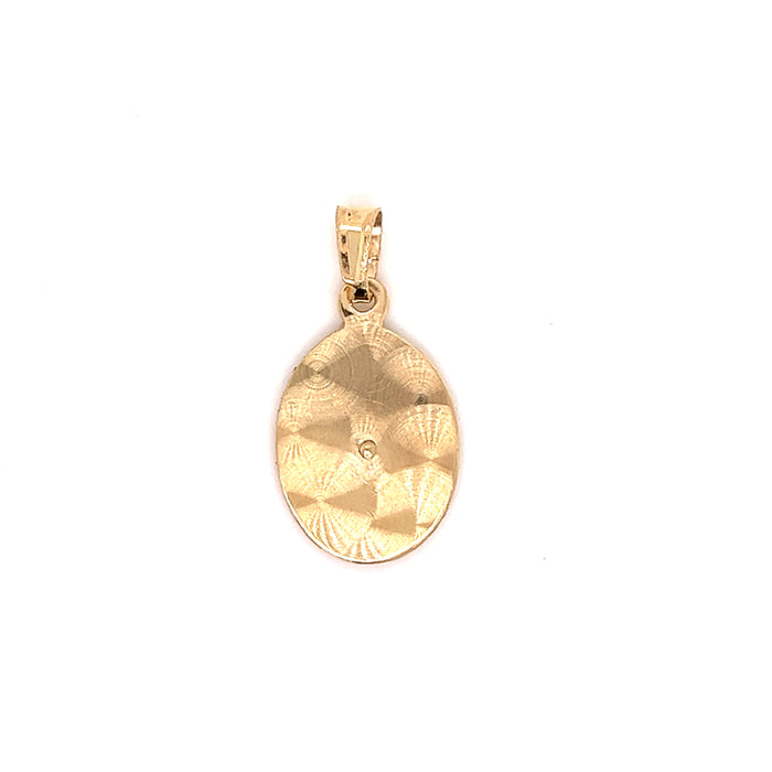 14k Oval Tri-Tone Baptism Gold Charm with Figaro Necklace