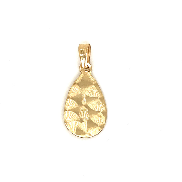 14k Gold Virgin Mary Teardrop Pendant with Figaro Necklace