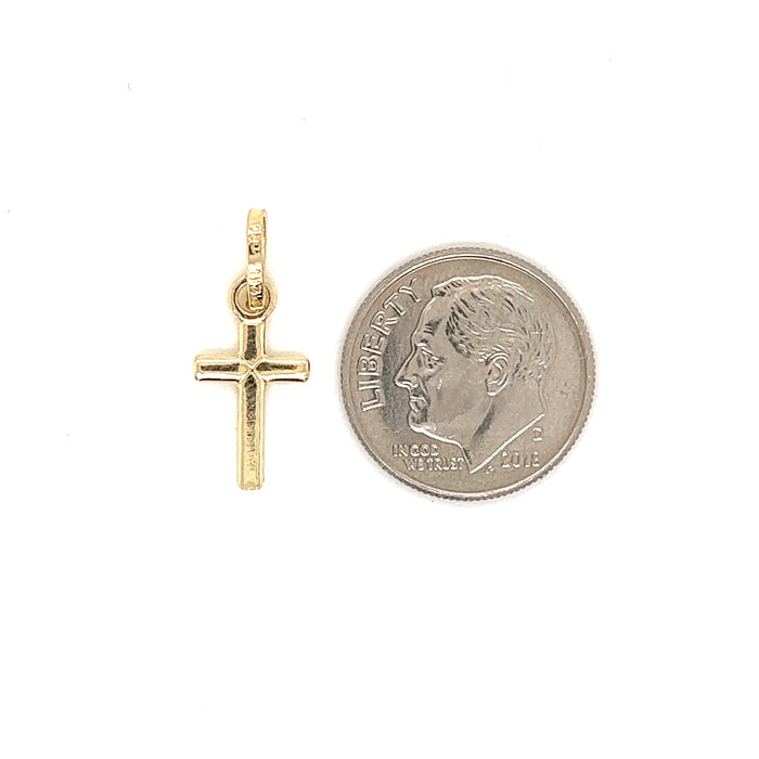 14k Dainty Mirror Cross with Figaro Necklace