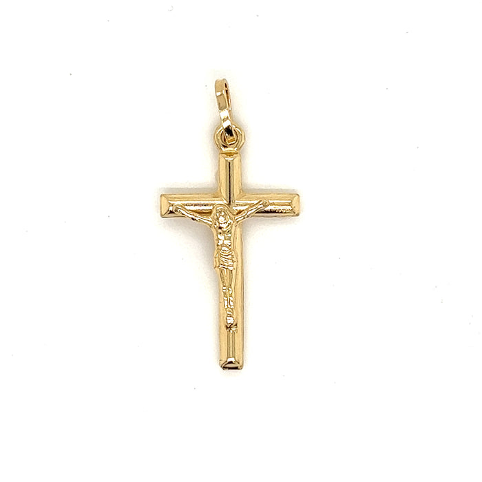 14k Yellow Gold Jesus Cross with Figaro Necklace