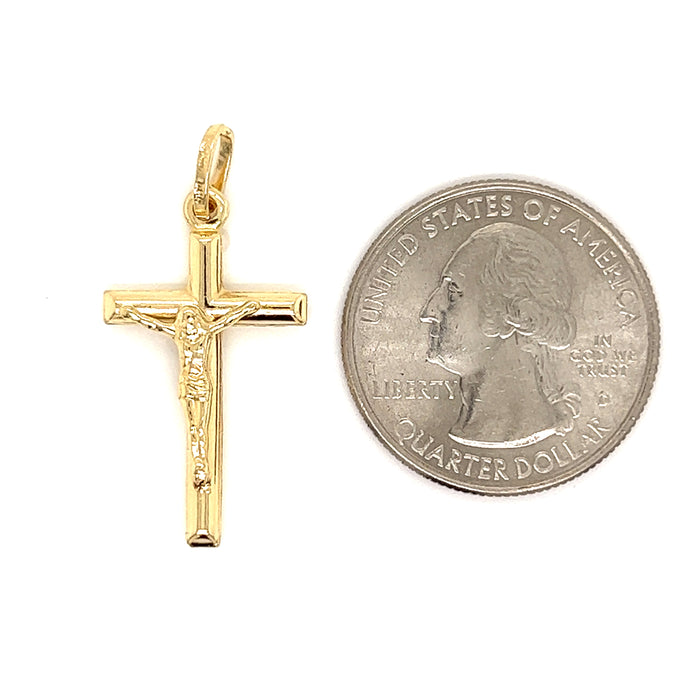 14k Yellow Gold Jesus Cross with Valentino Necklace