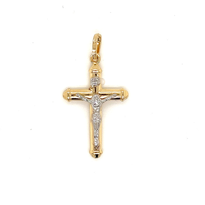 14k Cross White Gold Jesus with Valentino Necklace