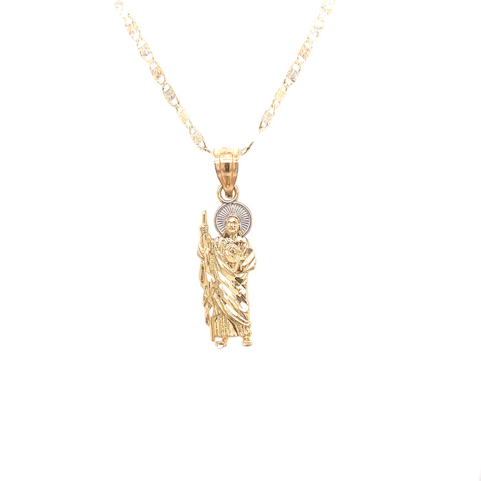 14k Gold San Judas Pendant with Valentino Necklace