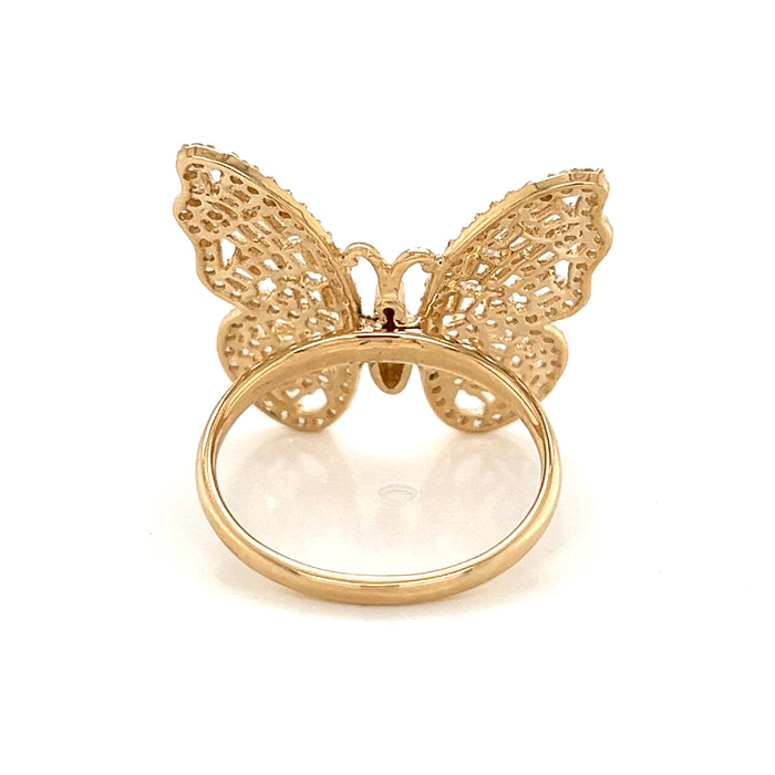 14k Butterfly Ring with Baguette Gemstone Wings