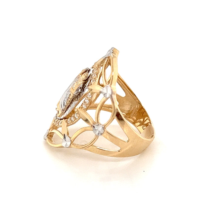 14k San Judas Ring with White Gold and Gemstones