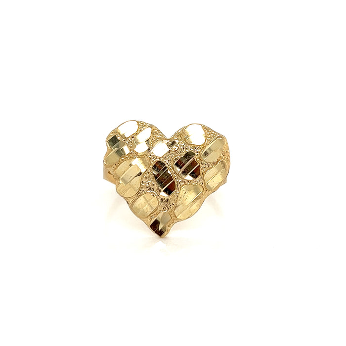 10k Large Gold Nugget Heart Ring