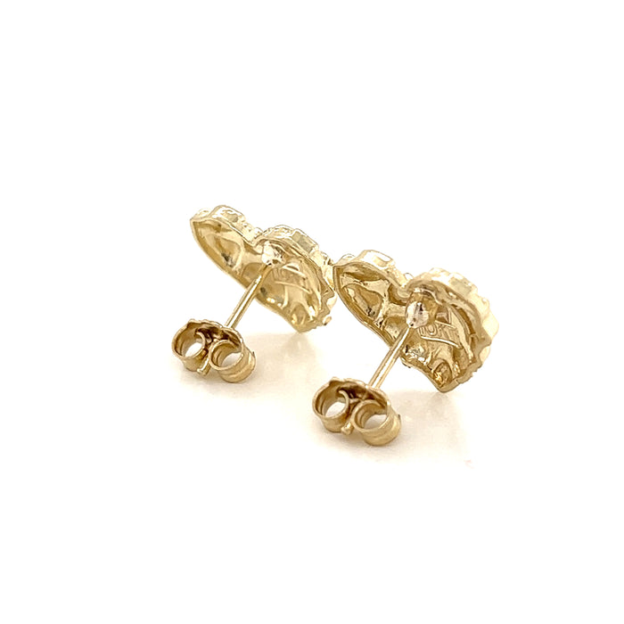 10k Small Gold Nugget Heart Earrings