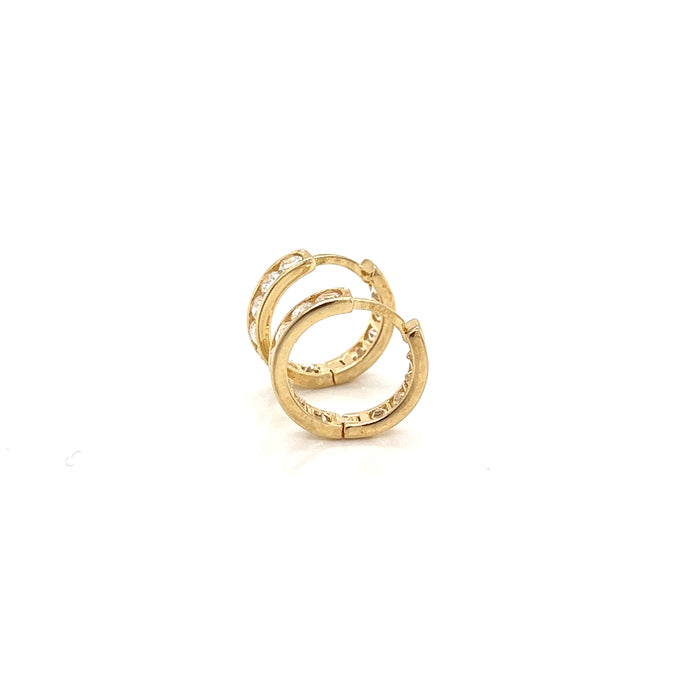 14k Gold Dainty Gemstone Hoop Earrings Huggies - Arracadas