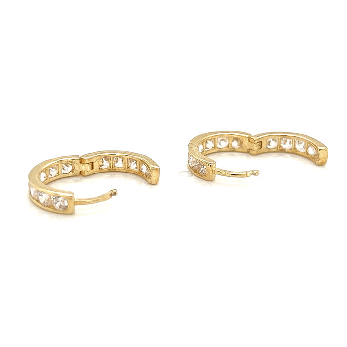 14k Gold Dainty Gemstone Hoop Earrings Huggies - Arracadas