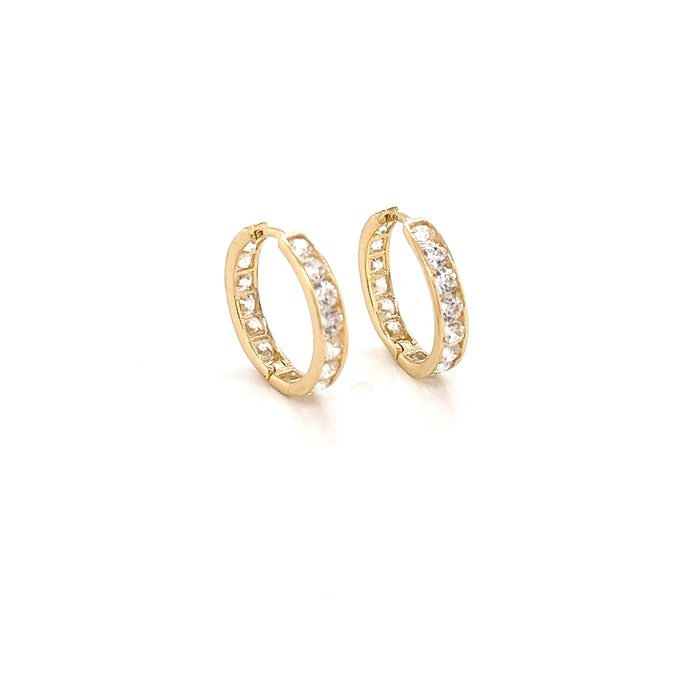 14k Small Gemstone Hoop Earrings - Arracadas