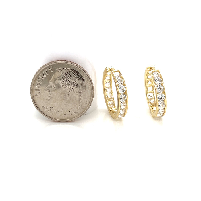 14k Small Gemstone Hoop Earrings - Arracadas