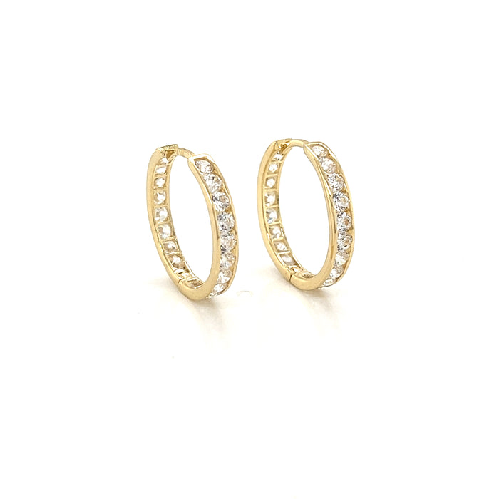 14k Medium Gemstone Hoop Earrings - Arracadas