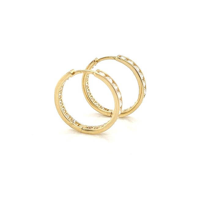 14k Medium Gemstone Hoop Earrings - Arracadas