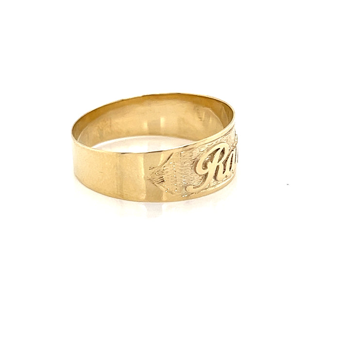 14k Gold Cursive Custom Name Band Ring