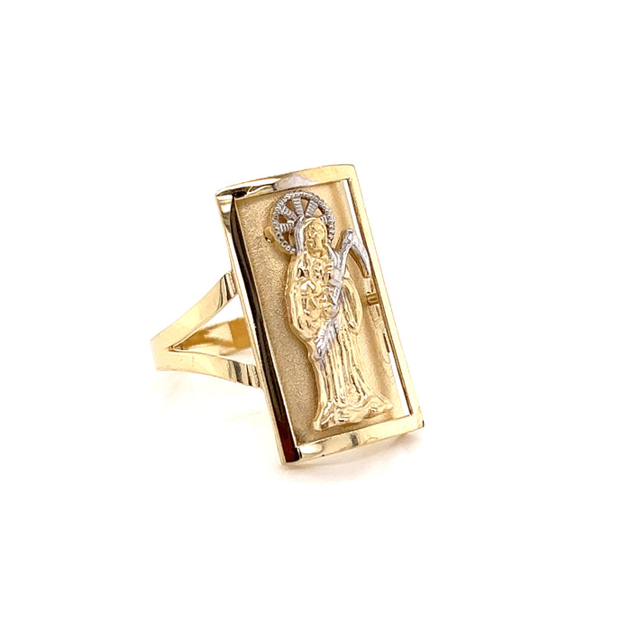 14k Santa Muerte Ring with Gold Frame