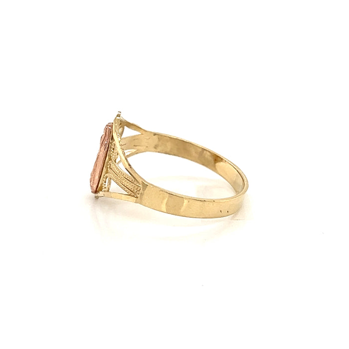 14k Virgin Mary Ring with Dotted Side Detail