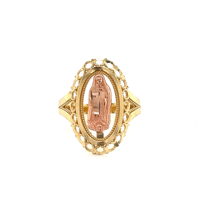 14k Virgin Mary Oval Design Ring
