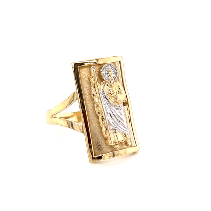14k San Judas Ring with White Gold Tunic