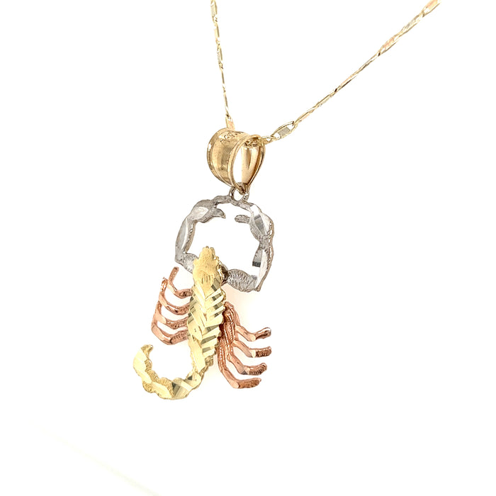 14k Diamond Cut Scorpion Pendant with Valentino Necklace