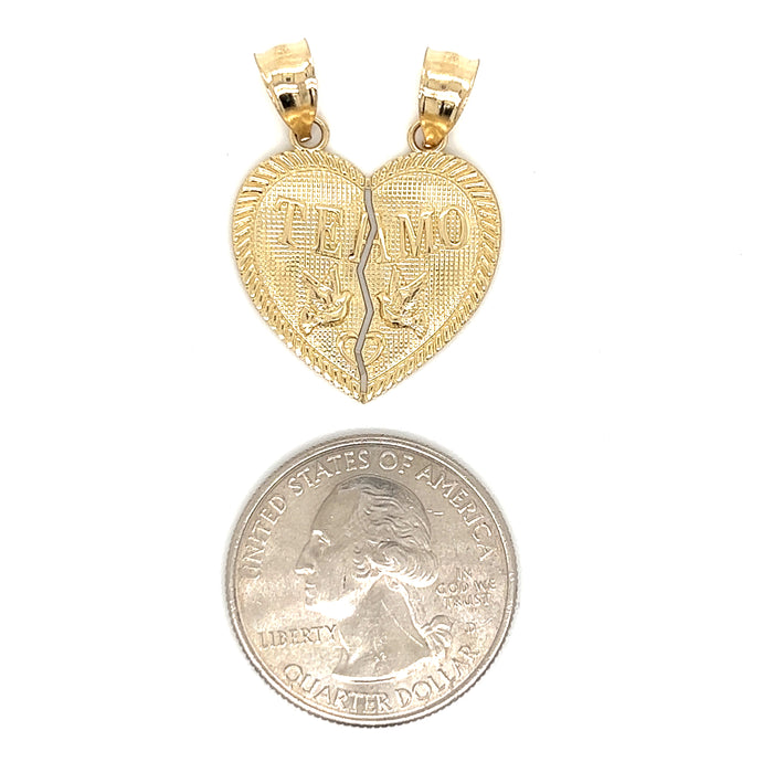 14k Large Break Apart Gold Heart Pendant with Valentino Necklaces