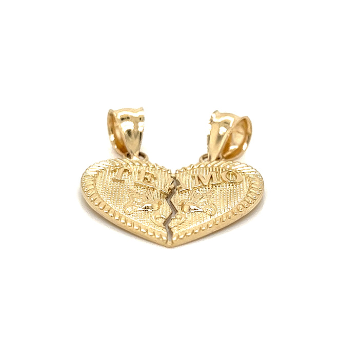 14k Large Break Apart Gold Heart Pendant with Figaro Necklaces