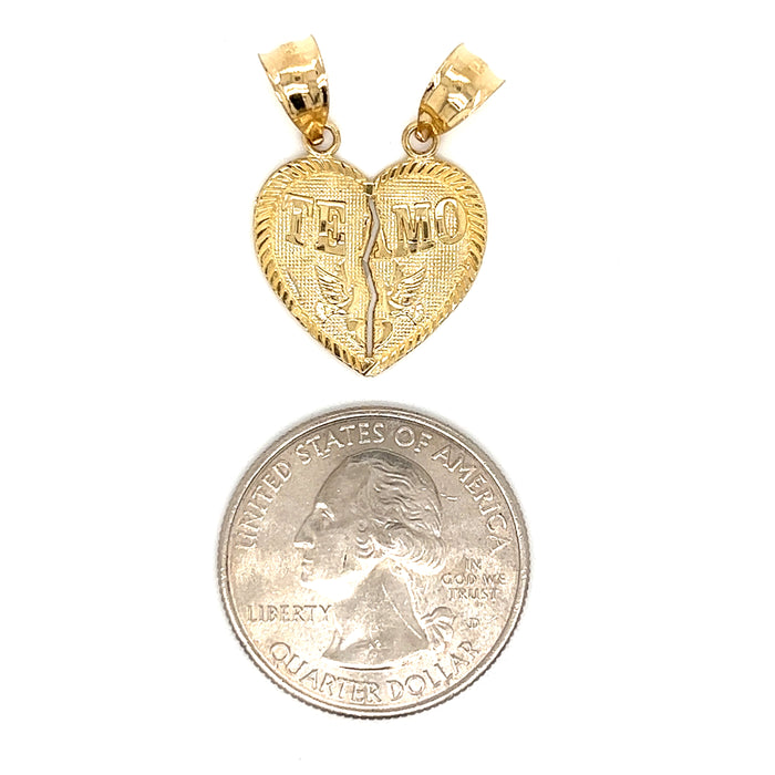 14k Medium Break Apart Gold Heart Pendant with Figaro Necklaces