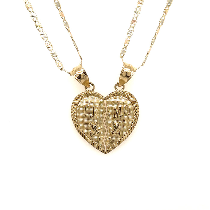 14k Large Break Apart Gold Heart Pendant with Valentino Necklaces