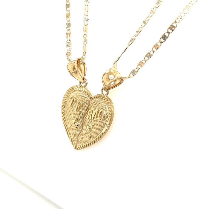 14k Large Break Apart Gold Heart Pendant with Valentino Necklaces