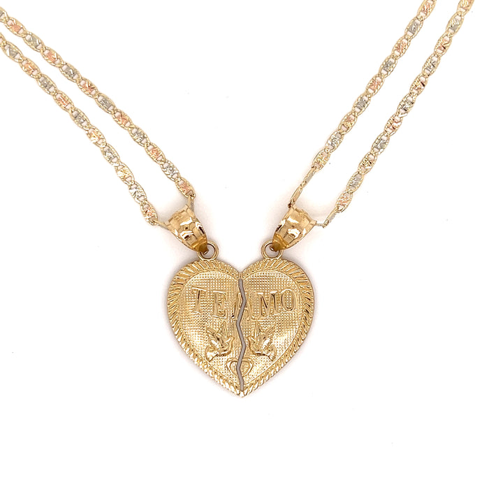 14k Large Break Apart Gold Heart Pendant with Valentino Necklaces