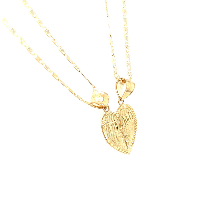 14k Medium Break Apart Gold Heart Pendant with Valentino Necklaces