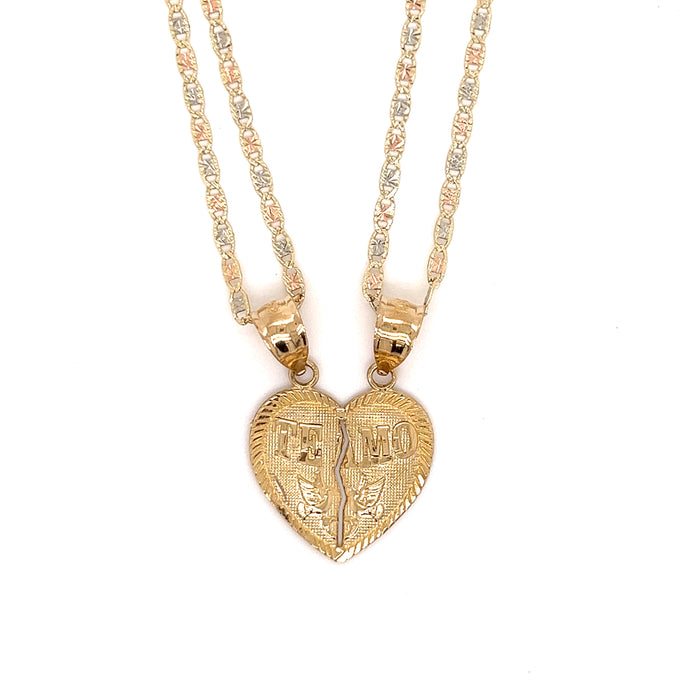 14k Medium Break Apart Gold Heart Pendant with Valentino Necklaces