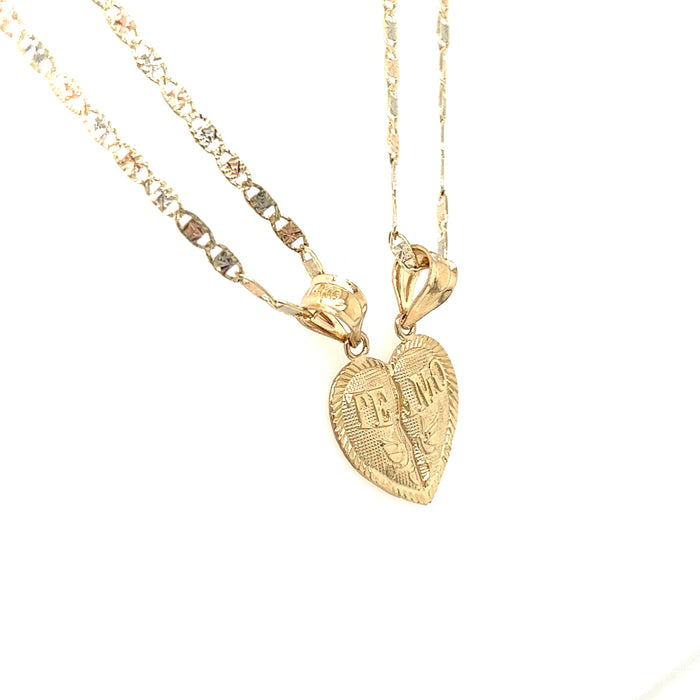 14k Small Break Apart Gold Heart Pendant with Valentino Necklaces