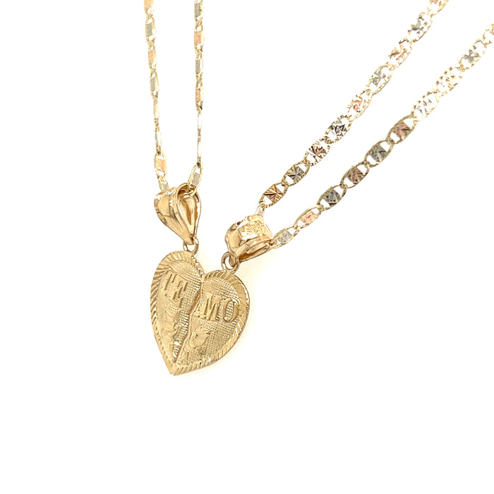 14k Small Break Apart Gold Heart Pendant with Valentino Necklaces