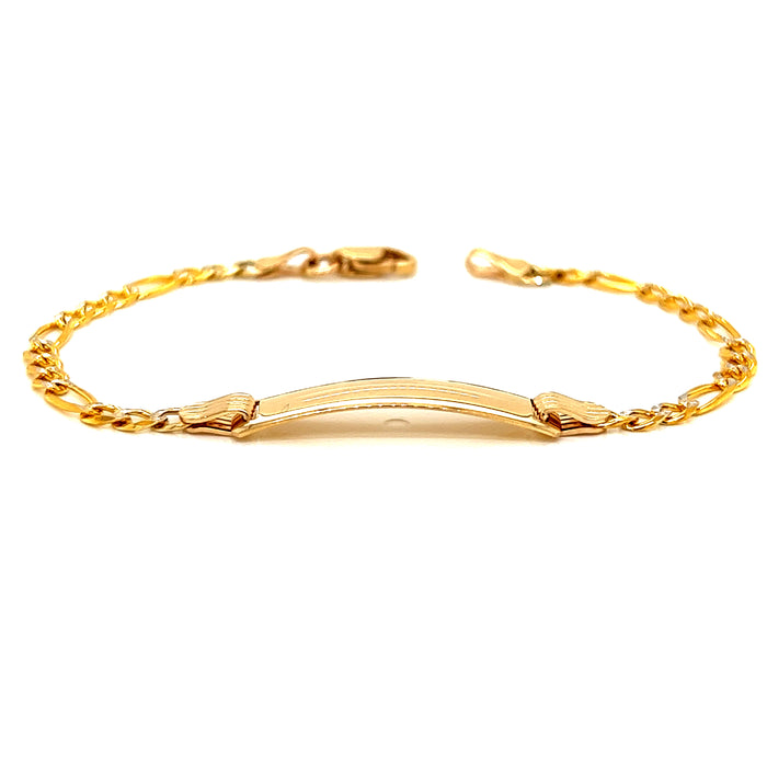 14k Gold Custom Name Baby ID Bracelet with Figaro Pavè Chain