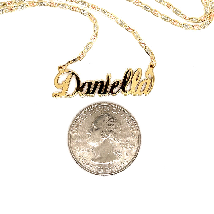 14k Classic Cursive Gold Name with Attached Valentino Necklace