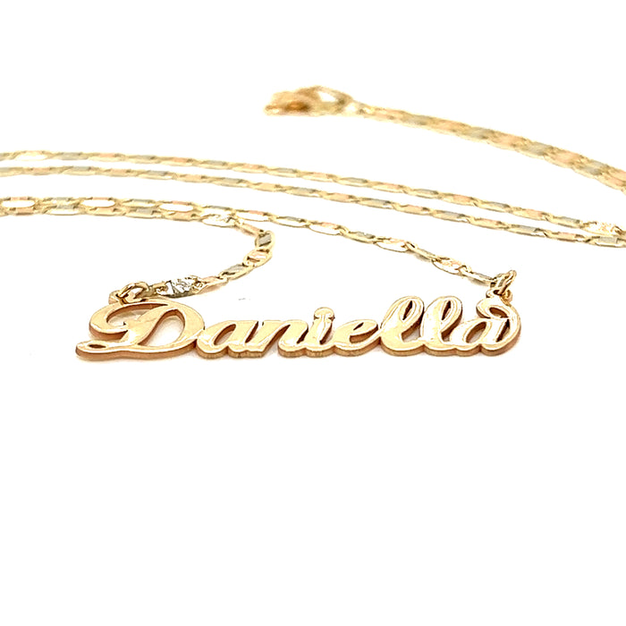 14k Classic Cursive Gold Name with Attached Valentino Necklace