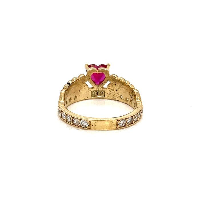 10k Graduation Ring with Center Heart Shaped Gemstone