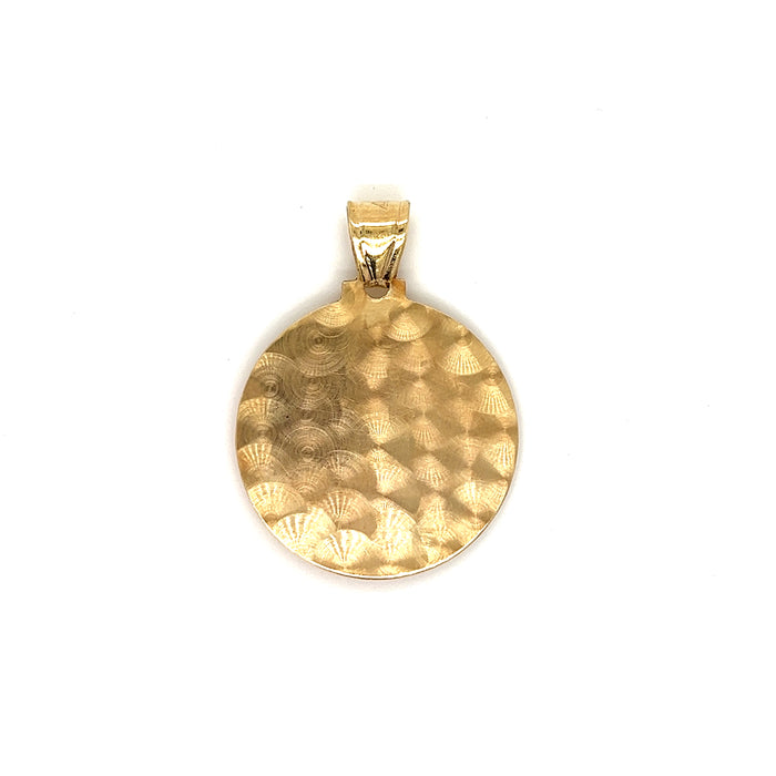 14k TriColor Large Virgin Mary Pendant with Pavé Figaro Chain