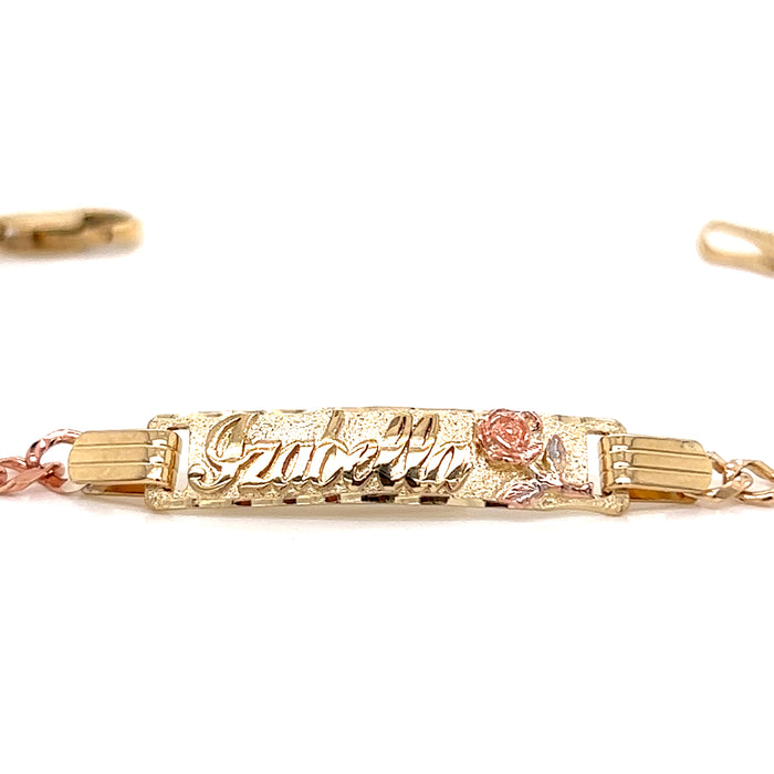 14k Kids ID Bracelet with Rose