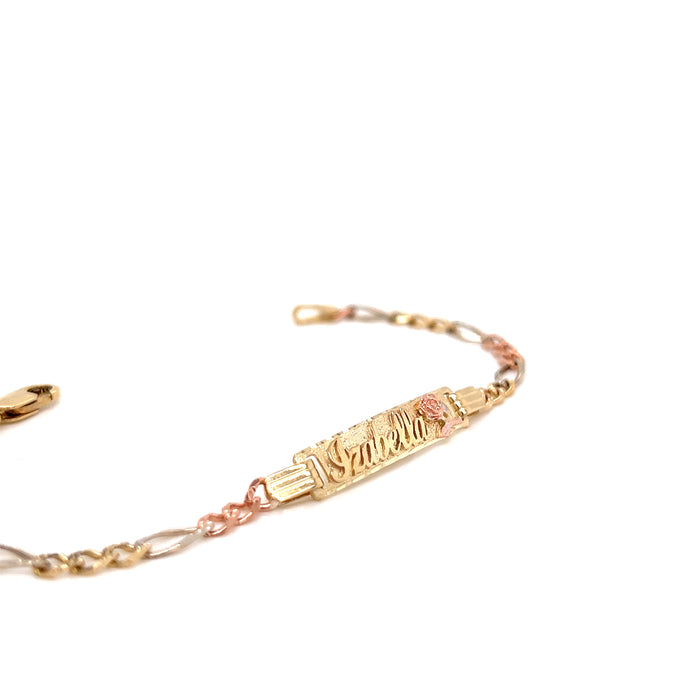 14k Kids ID Bracelet with Rose