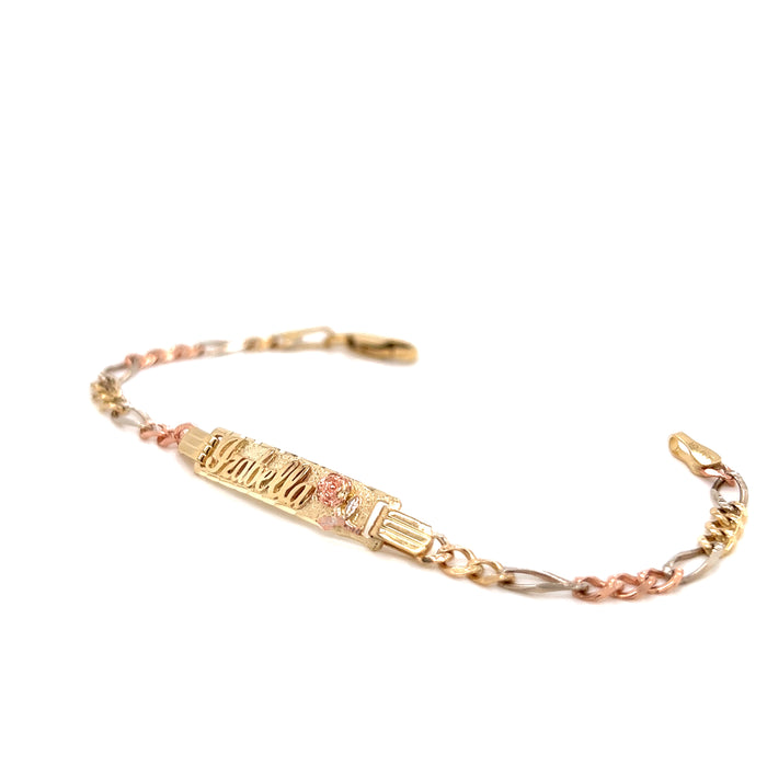 14k Kids Gold ID Bracelet with Gold Name Overlay — MyAZGold