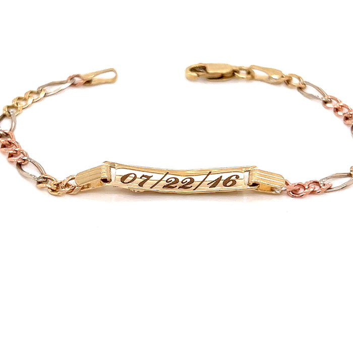 14k Kids ID Bracelet with Rose