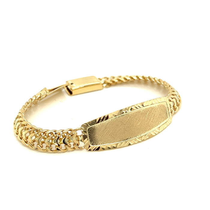 14k Gold Kids Petatillo ID Bracelet with Gold Name Overlay